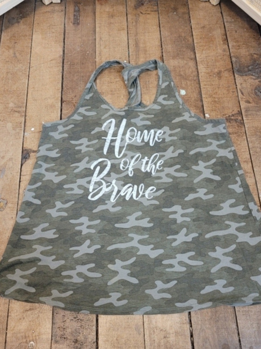 Camo 'Home of the Brave' Tank Top Medium